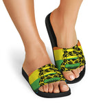 LGBT Rainbow Gadsden Flag Print Black Slide Sandals