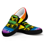 LGBT Rainbow Gadsden Flag Print Black Slip On Shoes