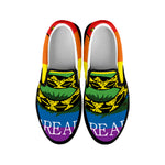 LGBT Rainbow Gadsden Flag Print Black Slip On Shoes