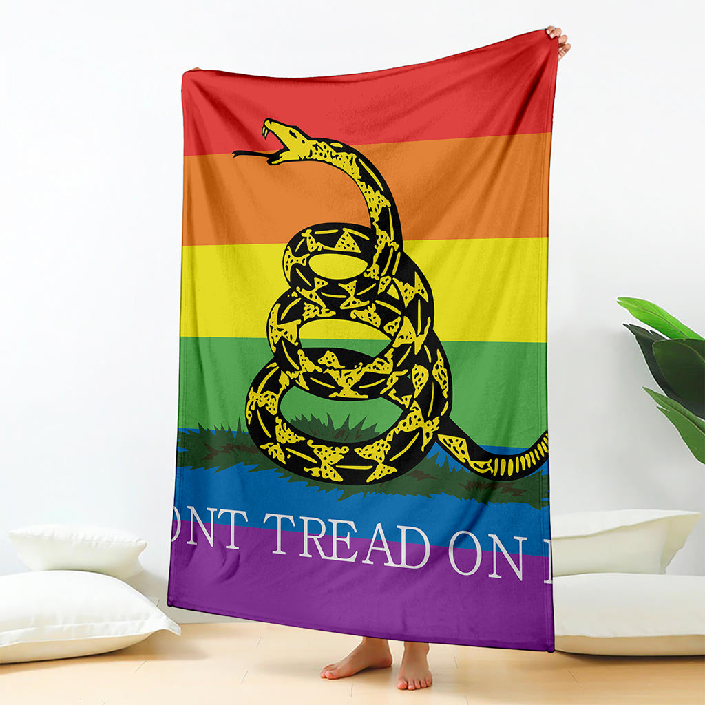 LGBT Rainbow Gadsden Flag Print Blanket