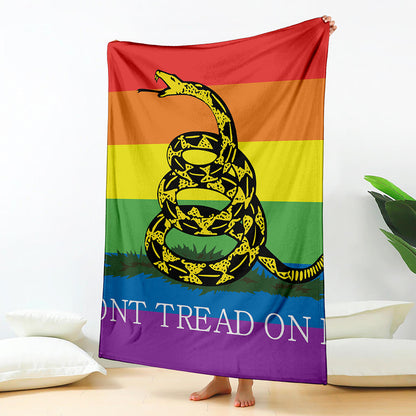 LGBT Rainbow Gadsden Flag Print Blanket