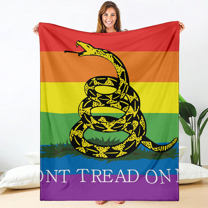 LGBT Rainbow Gadsden Flag Print Blanket
