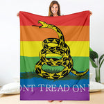LGBT Rainbow Gadsden Flag Print Blanket