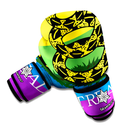 LGBT Rainbow Gadsden Flag Print Boxing Gloves