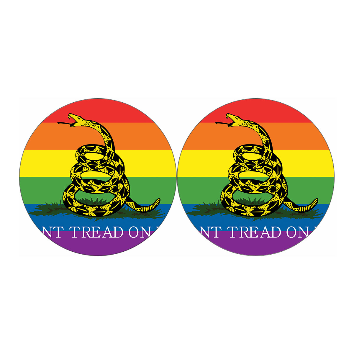 LGBT Rainbow Gadsden Flag Print Car Coasters