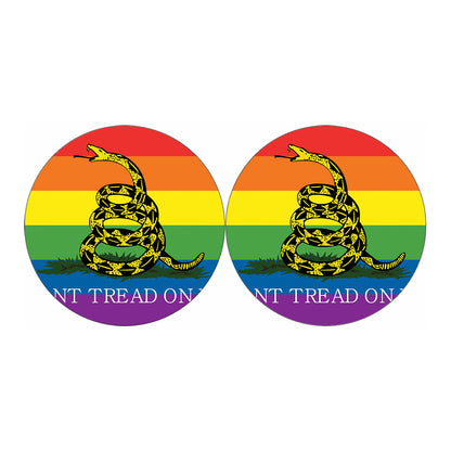 LGBT Rainbow Gadsden Flag Print Car Coasters
