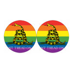 LGBT Rainbow Gadsden Flag Print Car Coasters