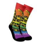 LGBT Rainbow Gadsden Flag Print Crew Socks