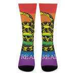 LGBT Rainbow Gadsden Flag Print Crew Socks