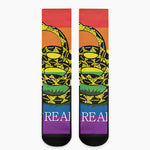 LGBT Rainbow Gadsden Flag Print Crew Socks