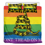 LGBT Rainbow Gadsden Flag Print Duvet Cover Bedding Set