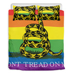 LGBT Rainbow Gadsden Flag Print Duvet Cover Bedding Set