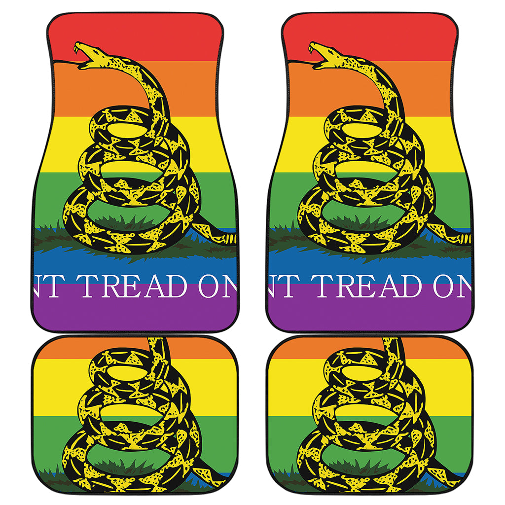 LGBT Rainbow Gadsden Flag Print Front and Back Car Floor Mats