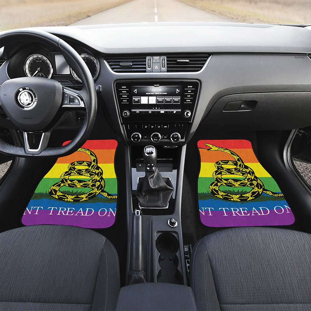 LGBT Rainbow Gadsden Flag Print Front and Back Car Floor Mats