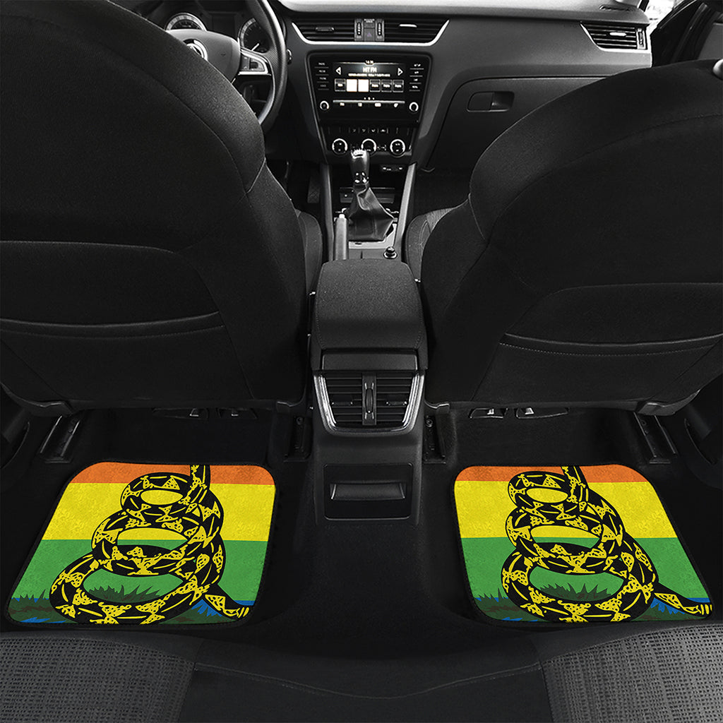 LGBT Rainbow Gadsden Flag Print Front and Back Car Floor Mats