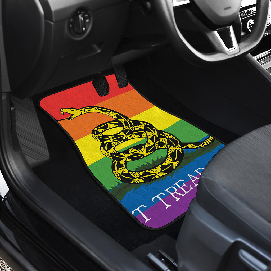 LGBT Rainbow Gadsden Flag Print Front and Back Car Floor Mats