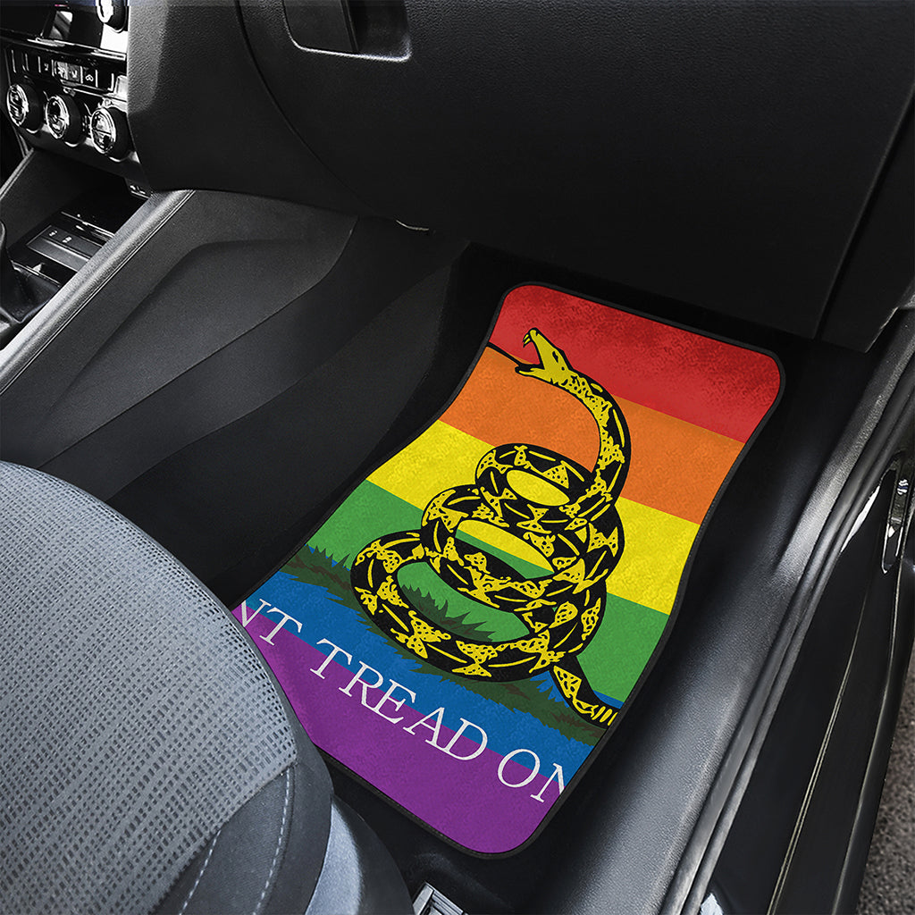 LGBT Rainbow Gadsden Flag Print Front and Back Car Floor Mats