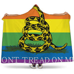 LGBT Rainbow Gadsden Flag Print Hooded Blanket