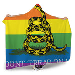LGBT Rainbow Gadsden Flag Print Hooded Blanket
