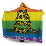 LGBT Rainbow Gadsden Flag Print Hooded Blanket