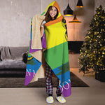 LGBT Rainbow Gadsden Flag Print Hooded Blanket