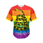 LGBT Rainbow Gadsden Flag Print Men's Baseball Jersey