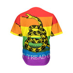 LGBT Rainbow Gadsden Flag Print Men's Baseball Jersey