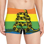 LGBT Rainbow Gadsden Flag Print Men's Boxer Briefs