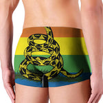 LGBT Rainbow Gadsden Flag Print Men's Boxer Briefs