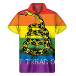 LGBT Rainbow Gadsden Flag Print Men's Short Sleeve Shirt