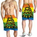 LGBT Rainbow Gadsden Flag Print Men's Shorts