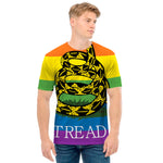 LGBT Rainbow Gadsden Flag Print Men's T-Shirt