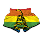 LGBT Rainbow Gadsden Flag Print Muay Thai Boxing Shorts