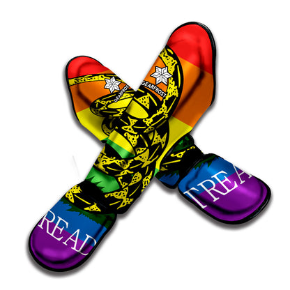 LGBT Rainbow Gadsden Flag Print Muay Thai Shin Guard