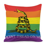 LGBT Rainbow Gadsden Flag Print Pillow Cover