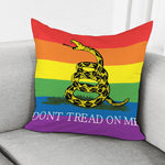 LGBT Rainbow Gadsden Flag Print Pillow Cover