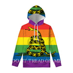 LGBT Rainbow Gadsden Flag Print Pullover Hoodie