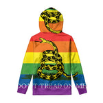 LGBT Rainbow Gadsden Flag Print Pullover Hoodie