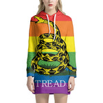 LGBT Rainbow Gadsden Flag Print Pullover Hoodie Dress