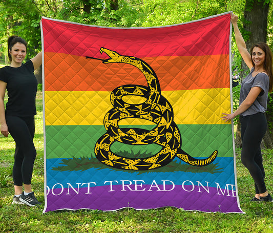 LGBT Rainbow Gadsden Flag Print Quilt