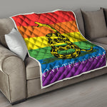 LGBT Rainbow Gadsden Flag Print Quilt