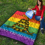LGBT Rainbow Gadsden Flag Print Quilt