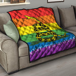LGBT Rainbow Gadsden Flag Print Quilt