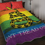 LGBT Rainbow Gadsden Flag Print Quilt Bed Set