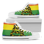 LGBT Rainbow Gadsden Flag Print White High Top Shoes