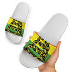 LGBT Rainbow Gadsden Flag Print White Slide Sandals