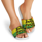 LGBT Rainbow Gadsden Flag Print White Slide Sandals