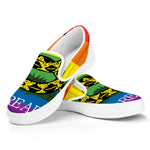 LGBT Rainbow Gadsden Flag Print White Slip On Shoes