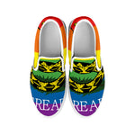 LGBT Rainbow Gadsden Flag Print White Slip On Shoes