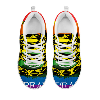 LGBT Rainbow Gadsden Flag Print White Sneakers